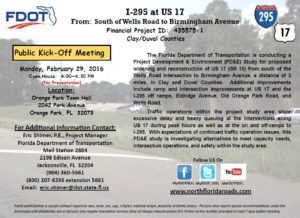 FDOT Hwy 17 and 295 road work flier