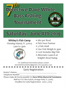 7th Dave White Bass Fishing tournament Saturday, June 8th 2019