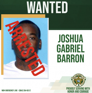 Wanted poster of Joshua Barron