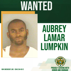 Wanted poster of Aubrey Lumpkin